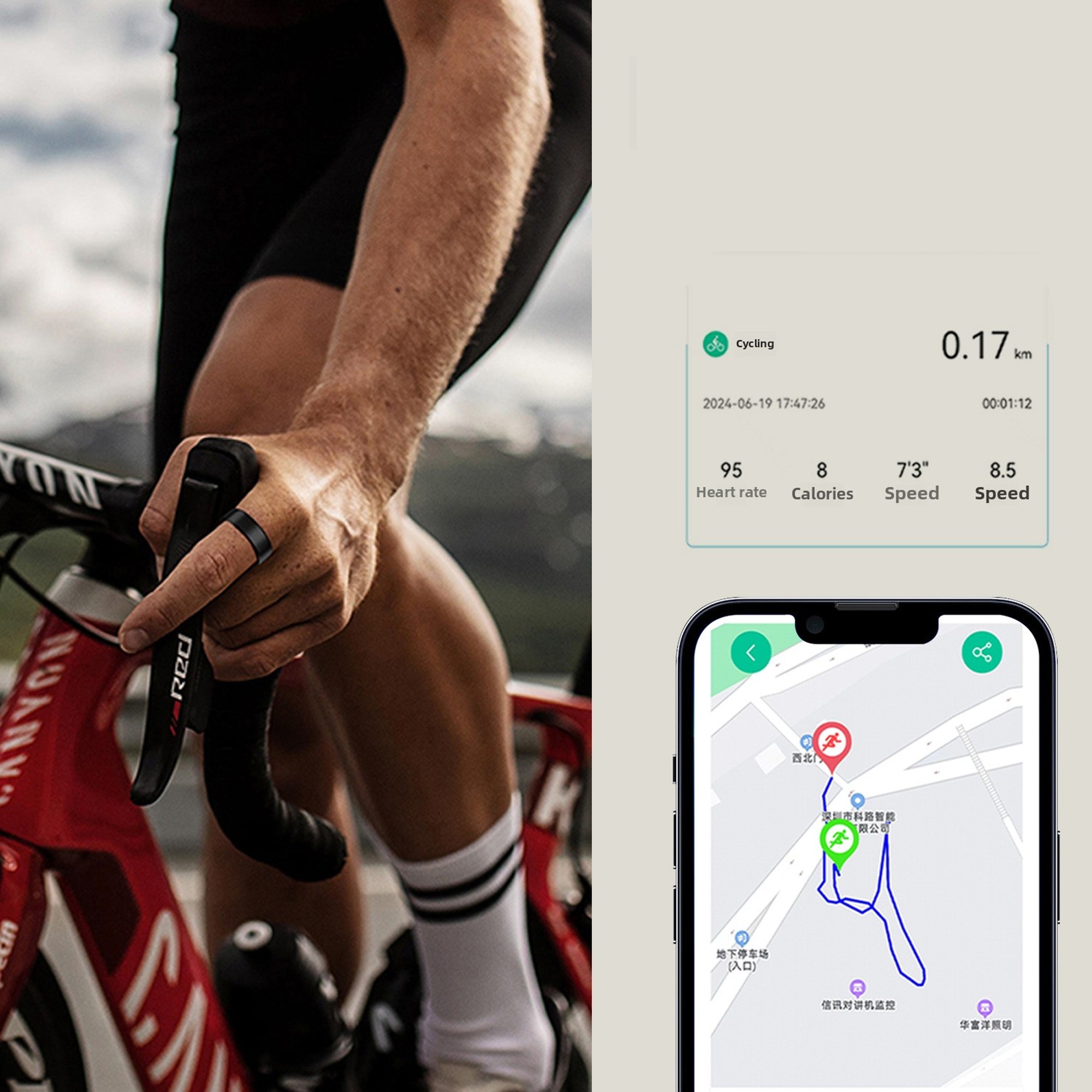 خاتم ذكي معدني مع جهاز مراقبة الصحة - الصورة 4