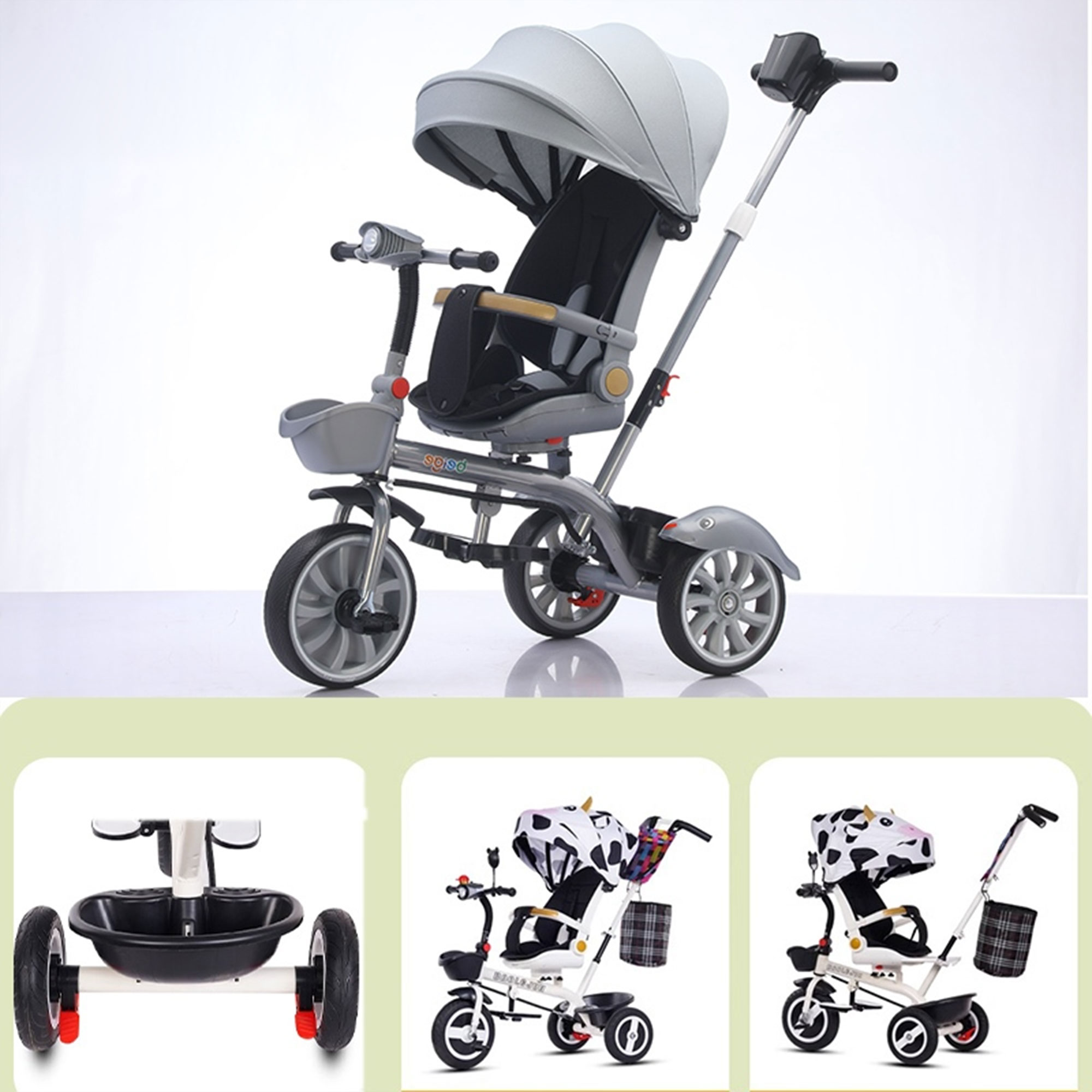 دراجة ثلاثية العجلات للأطفال بمقعد قابل للعكس - الصورة 6