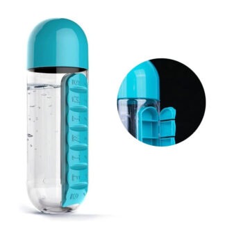 زجاجة مياه  مع حقيبة منظم حبوب دواء